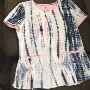 Healing hands purple label pattern scrub top